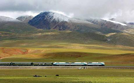The Chinese have already built a railway line serving Tibet, above, and now plan a modern variant on the old 'Silk Road' through Central Asia Photo: AP 