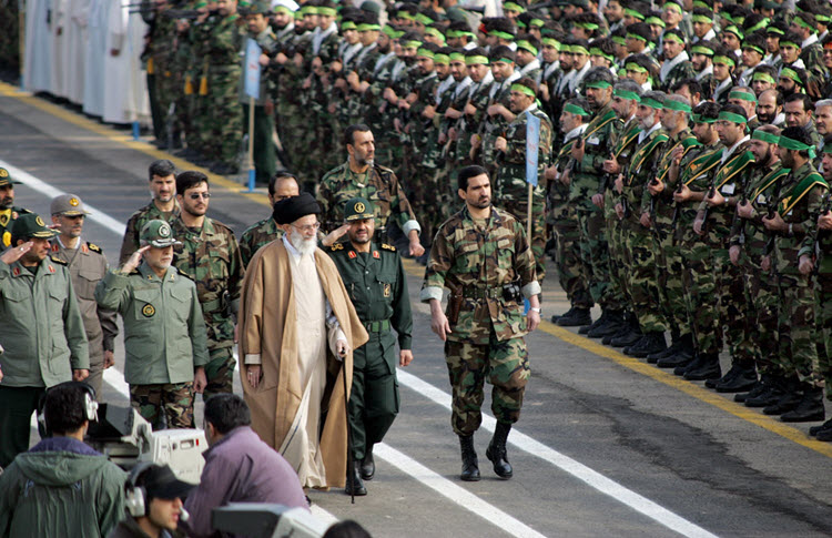 Ali Khamenei, the Supreme Leader of Iran in the parade of the irgc