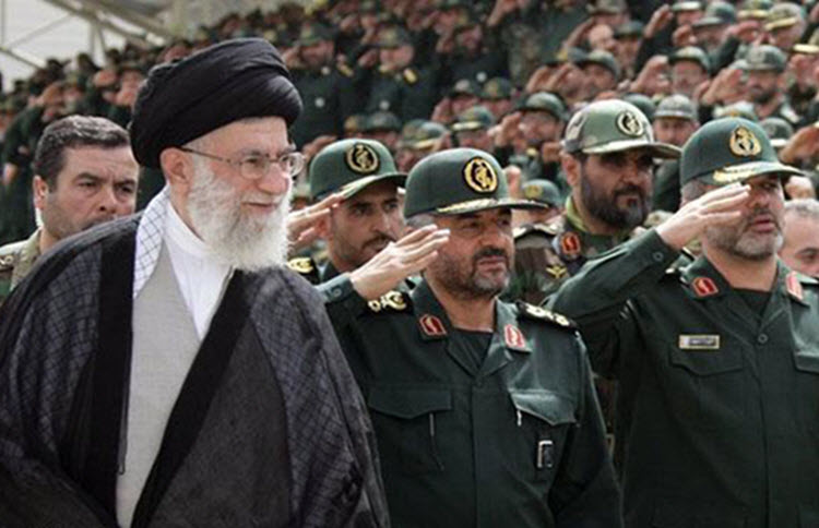 Supreme Leader Ali Khamenei with commanders of the Revolutionary Guards