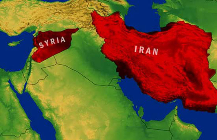 Geographic map of Iran and Syria