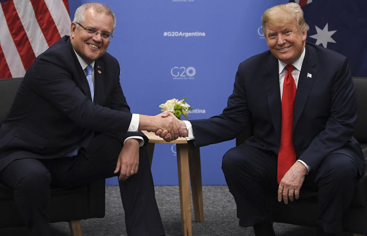Donald Trump and Scott Morrison meeting ahead of the G20