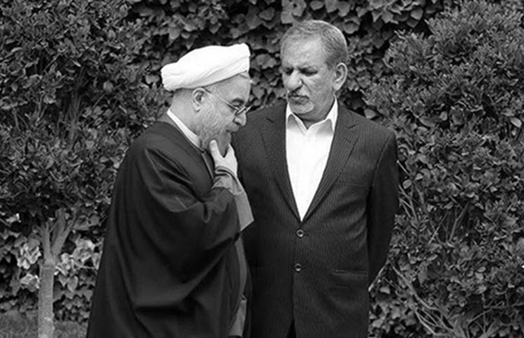 Iranian President and presidential candidate Hassan Rouhani and his vice president Eshaq Jahangiri.
