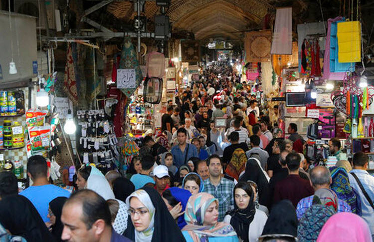 People shop at the old main bazaar in Tehran, Iran
