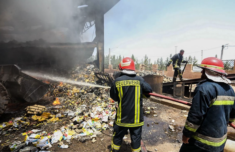 Seventeen workers were injured after a fire broke out at a production unit in the Shokoohiyeh district of Qom city, central Iran, on Wednesday, July 3.