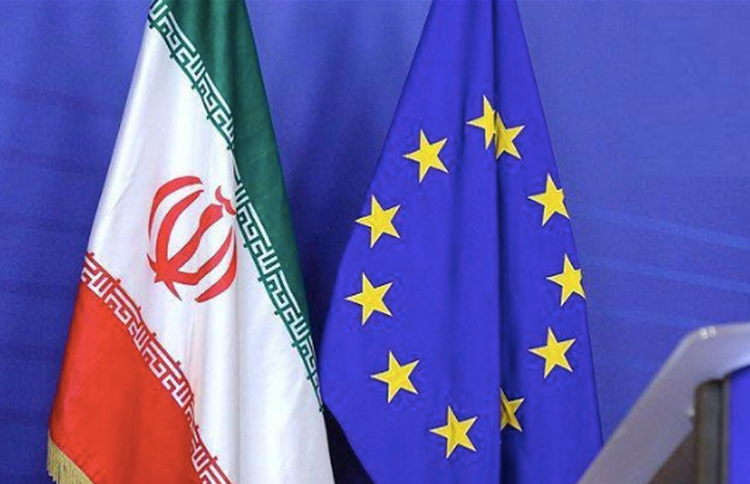 Flag of the European Union and the flag of Iran