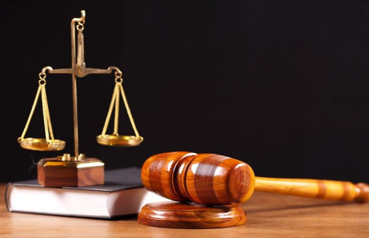 Law justice litigation concept with gavel and hammer