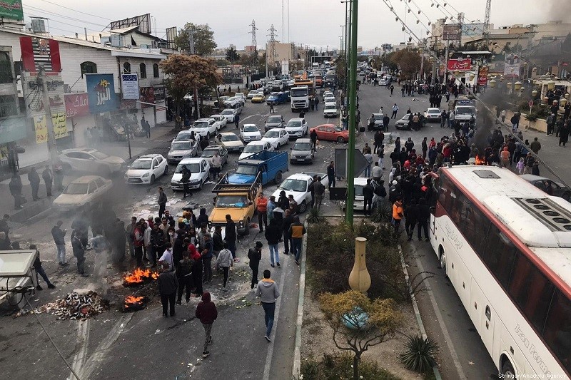 A protest on a highway in Tehran, Iran, Nov. 16, 2019, a glimpse of what Iran’s regime may face in the near future
