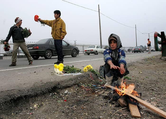 Iran poverty: Tehran cemetery children selling flowers