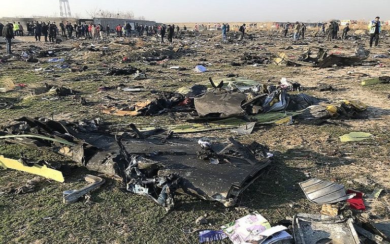 Remnants of the Ukrainian airplane which was shot down by Iran’s IRGC resulting in the death of all the passengers