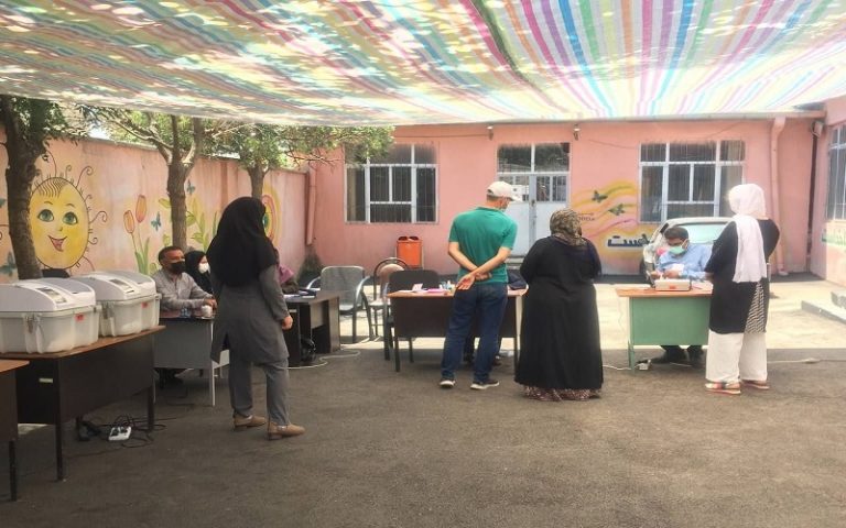 One of the many empty polling stations of the 2021 presidential election in Iran
