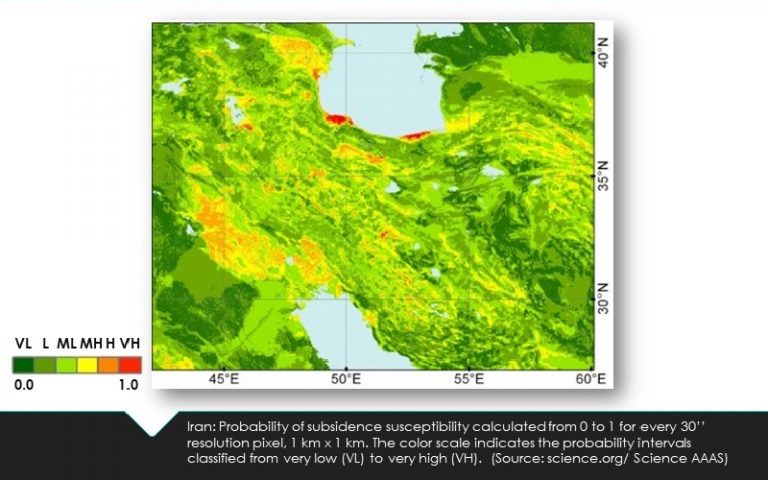This map clearly shows the damage of subsidence to most of Iran’s populated areas.