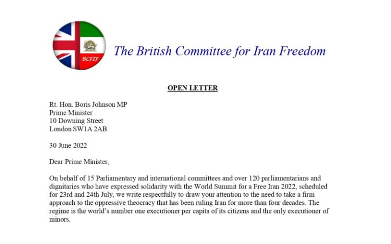 Open Letter to Rt. Hon. Boris Johnson, MP To Support the Iranian Resistance