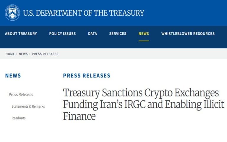 U.S. Sanctions Cryptocurrency Exchange Network Linked to Iran's regime